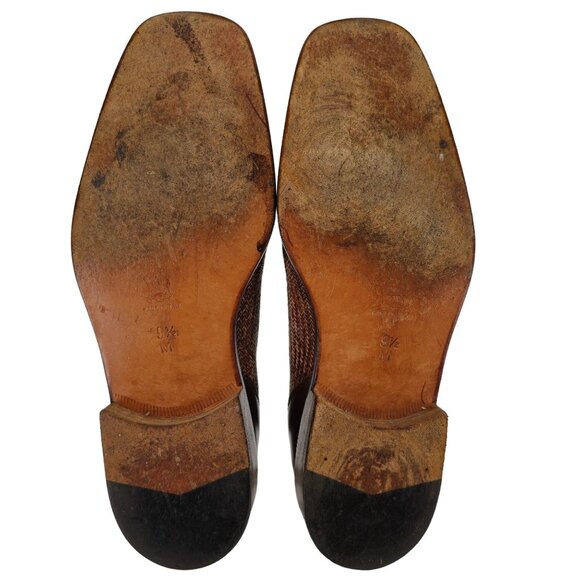 R. Martegani Italy Exotic Alligator and Woven Fabric Brown Dress Shoes Mens 9.5M - Picture 5 of 11